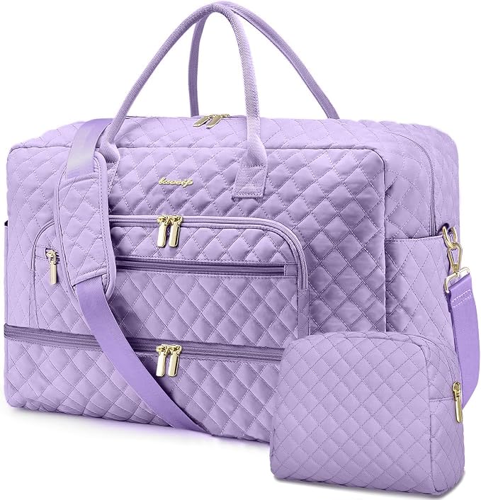 Travel Duffle Bag Weekender for Women - 38L Carry-On Overnight Bag Personal Item Bag with Shoe Compartment & Wet Pocket Weekend Tote Bags with Toiletry Bag Hospital Bags for Labor and Delivery by LUOCIP