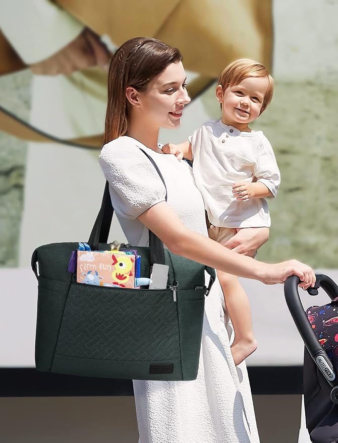 LOVEVOOK Diaper Bag Tote, Baby Diaper Bag Waterproof Travel Diaper Tote with Changing Pad - Image 2