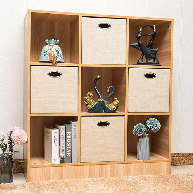 Posprica Storage Cubes, 12×12 Storage Bins, Fabric Drawers Organizer Basket, 4pcs, Beige - Image 3