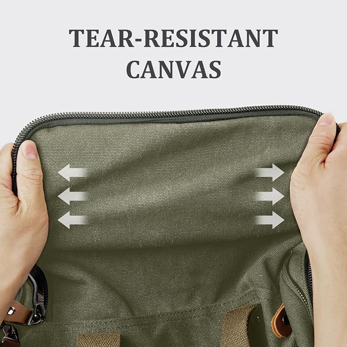 Gonex Canvas Duffle Bag, Expandable 60L Travel Overnight Weekender Bag | for Men, with Toiletry Bag, Multiple Pockets, Carry-On Size, Durable Zippers, Detachable Strap, Army Green - Image 6