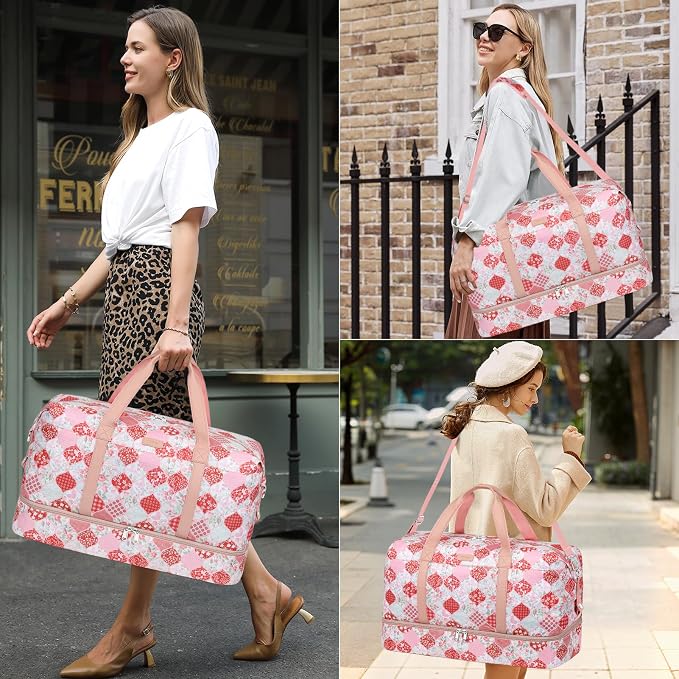 Weekender Bags for Women, 21" Travel Duffle Bag with Shoe Compartment | 3PCS Carry On Overnight Large Duffel Bag with Crossbody Bag and Toiletry Bag for Weekend Travel Gym Hospital Business Trip - Image 2