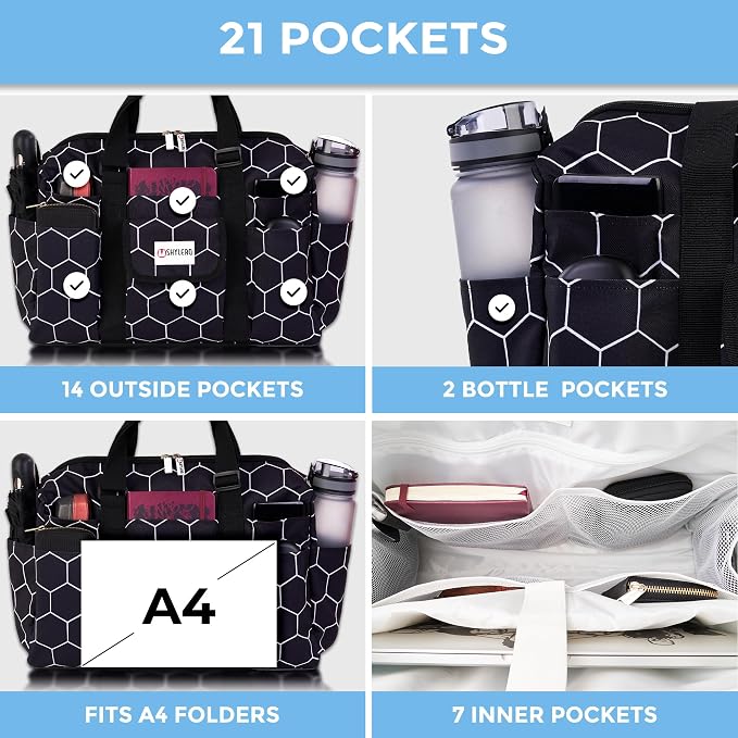White Peas Nurse Bag & Utility Tote - Waterproof, Top YKK Zip, L18" x H14" x W7" - SHYLERO - Image 5