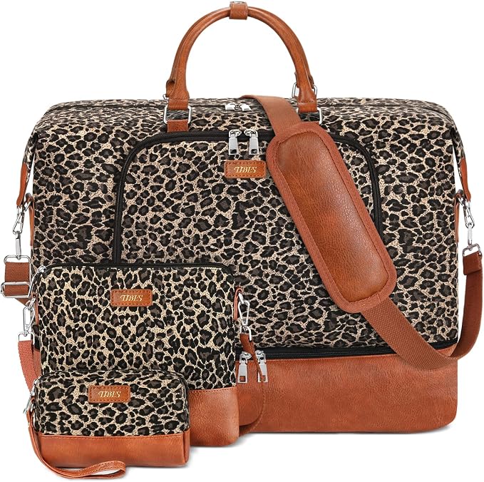 TIBES Travel Weekender Bag for Women, Overnight Bag with Shoe Compartment | 3PCS Large Travel Duffel Bag for Gym, Travel, Hospital, Business Trip, Carry On Tote, Wet & Dry Separation, Water Resistant - Image 7