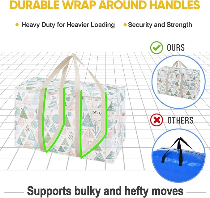 VENO 4 Pack Heavy Duty Moving Bags, Extra Large Storage Bags with Reinforced Handles & Strong Zippers, Foldable & Reusable Moving Box Alternative for Clothes & Dorm Storage - Image 5