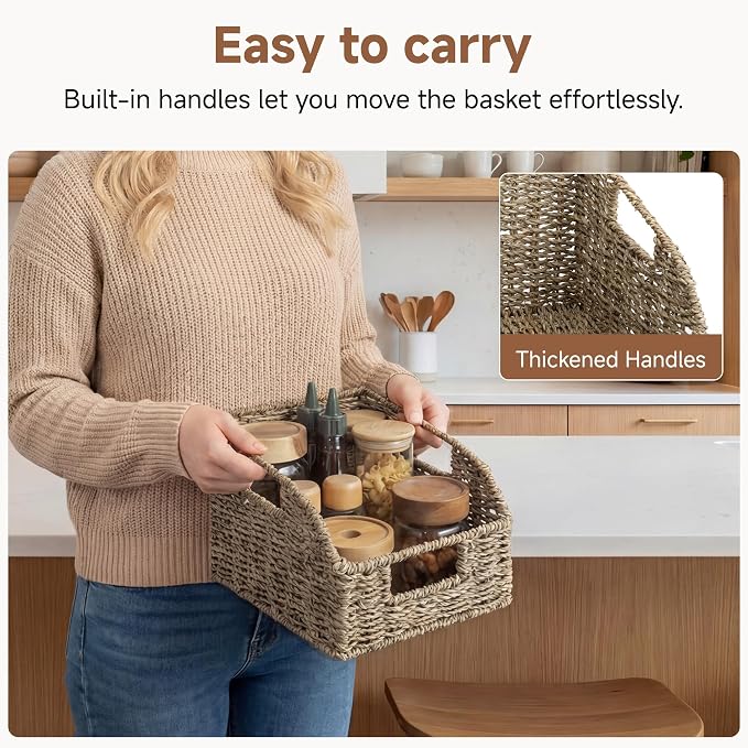 StorageWorks Seagrass Storage Baskets, Pantry Baskets, Natural, 2-Pack | Wicker Baskets for Organizing,Pantry Organizers and Storage,Seagrass Baskets,Pantry Storage Baskets,Wicker Basket for Storage - Image 3