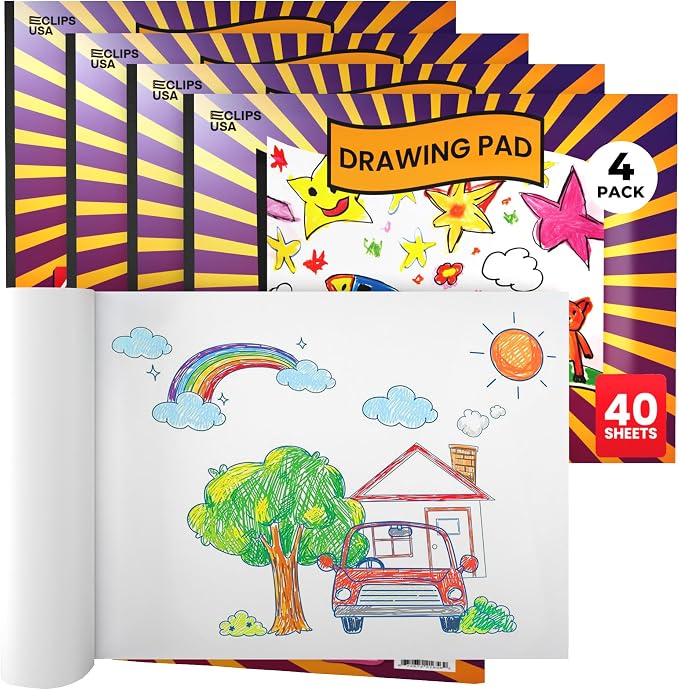 Sketch Book for Kids, Drawing Pad for Kids, Drawing Paper, Sketch Pad for Kid, Sketchbook for Kid (9 x 12, 40 Sheets) (4) by E-CLIPSUSA