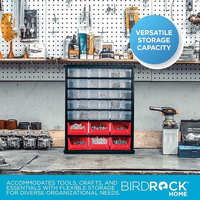 BIRDROCK HOME Craft Organizer Bin with 36 Drawers | Heavy-Duty Metal Hardware Storage Organization | Great for Nails, Nuts, Bolts, Legos | Mini & Large Drawer - Image 4