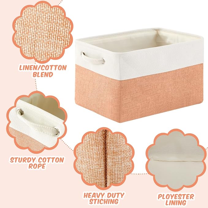6 Pack Macaron Cube Storage Bins Fabric Handle Cube Baskets, 15x11x9.5 Inch | 6 Macaron Color, Foldable Organizer with Handles, Home Closet Bin for Shelves, Durable Cube Baskets Bulk for Home Storage - Image 3