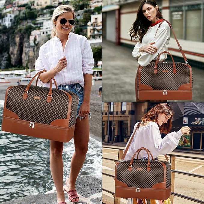 ITIEZY Weekender Bag for Women 21.5" Travel Duffel Large Carry On Bag 3PCS | Nylon Duffel Bag with Waterproof Shoe Compartment, Crossbody Bag and Toiletry Bag, Travel Weekend Hospital Overnight Gym Bag - Image 5