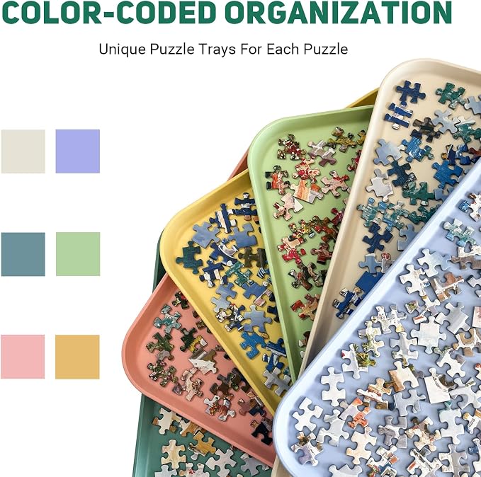 Nariolar 16.9" x 12" Extra-Large Puzzle Sorting Trays Stackable | 6 Pack Puzzle Sorter for Sorting 2000/3000/5000 Puzzle Pieces - Image 4