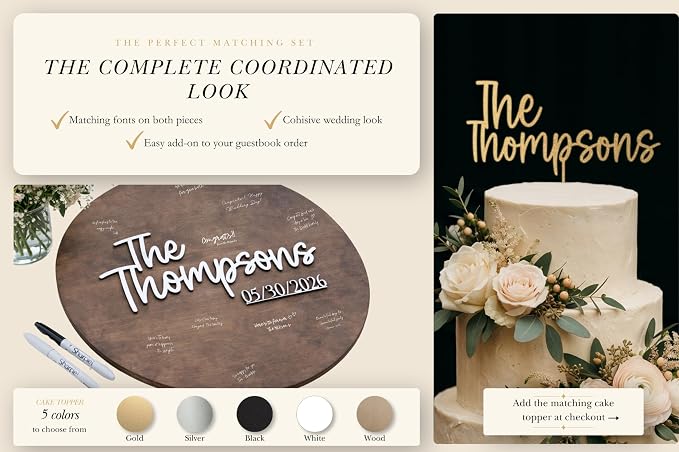 Personalized Round Guest Book Alternative Sign, Unique Guest Book Sign, Custom Alternative Guest Book, Wooden Guest Book, Wedding Ceremony Guestbook Sign (Design 5) - Image 6
