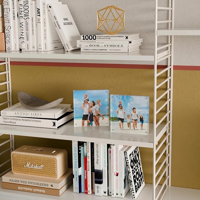 ATZYmolin 3 Pack 4x4 Acrylic Picture Frame, Magnetic Double Sided | 20mm Thick Frameless Clear Transparent Photo Frame, Self Standing for Desktop Tabletop, with Microfiber Cloth - Image 6