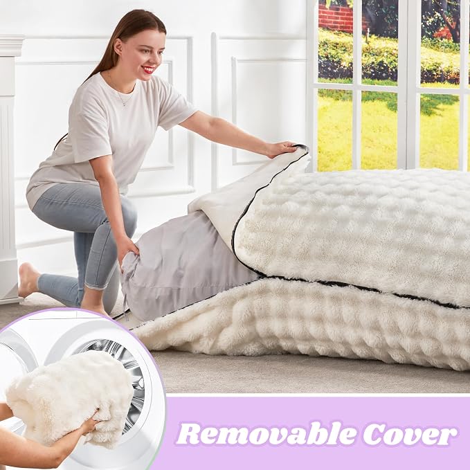 Hobestluk Adult Bean Bag Chair 3 in 1 Convertible Large Bean Bag Sofa | Bubble White,Machine Washable,Removable Cover,Easy Convert And Install, Oversied Floor Bed,For Livingroom Bedroom - Image 7