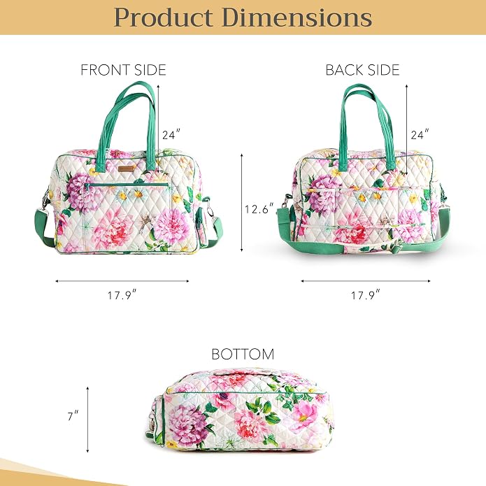 Maison d' Hermine Weekender Bags for Women Cotton Quilted Duffel Overnight Luggage Weekend Bag for Men Gym Gifts Travel | Overnight Luggage Weekend Bag for Men Gym Sports Gifts Duffle bag Business Travellers Trip Spring Summer - Image 6