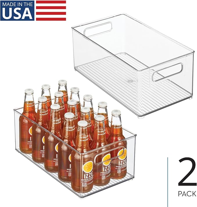 iDesign Stackable Fridge Bin, Set of 2, Clear | Kitchen Storage Bin, For Pantry, Cabinets, or Fridge - Image 2