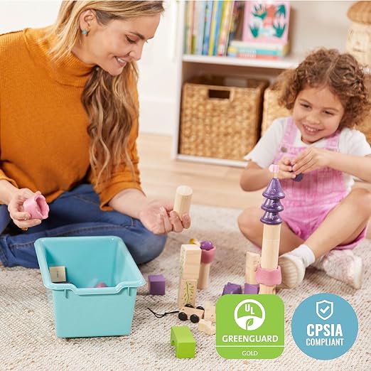 ECR4Kids Scoop Front Storage Bin, Multipurpose Organization, Contemporary, 15-Piece | Durable plastic, GREENGUARD Gold Certified, 1.2 gallon capacity, lightweight & nestable, built-in handle, classroom/home use - Image 6