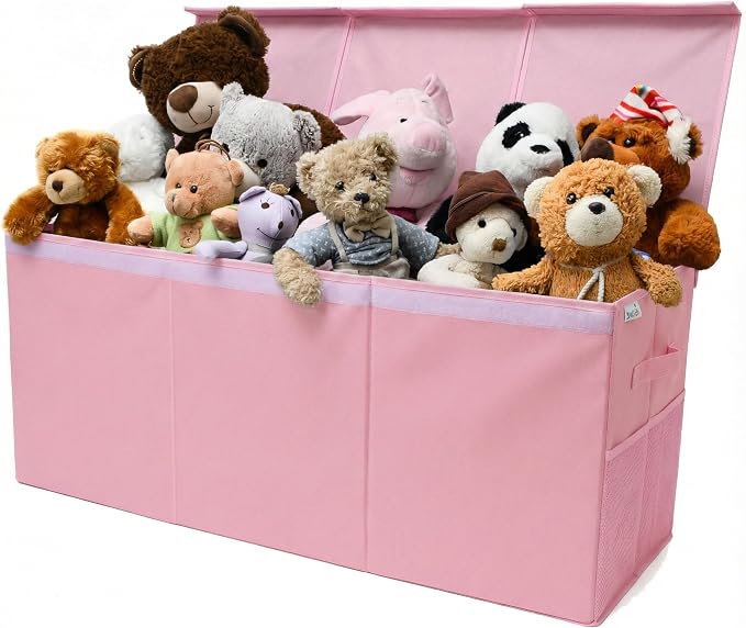SoftOwl Extra Large Toy Storage Organizer with Lid - Sturdy, Collapsible Toy Chest Storage Box Design - Toys Bin with Dividers for Kids, Nursery, Bedroom, Playroom 37"x16"x14" by SoftOwl