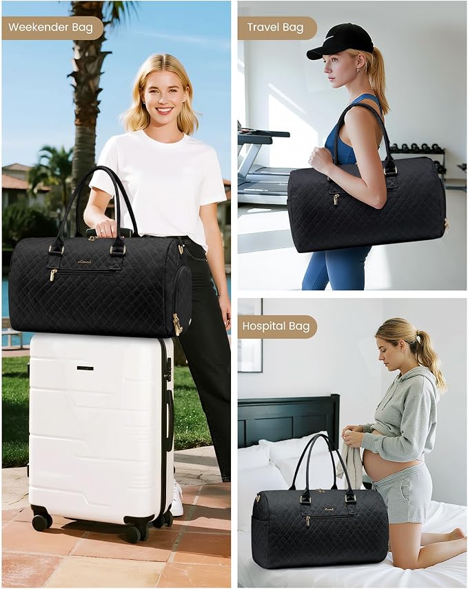 LOVEVOOK Travel Duffle Bag, Weekender Bag for Women with Toiletry Bag, Carry on Overnight Bag with Shoe Compartment, Gym Duffel Bag with Wet Pocket, Mommy Hospital Bags for Labor and Delivery - Image 5