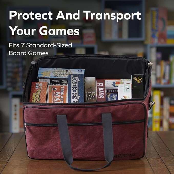 Board Game Bag, [Backpack/Shoulder Strap/Luggage Slip] | Padded Board Game Carrier (Ruby Red) - Image 2