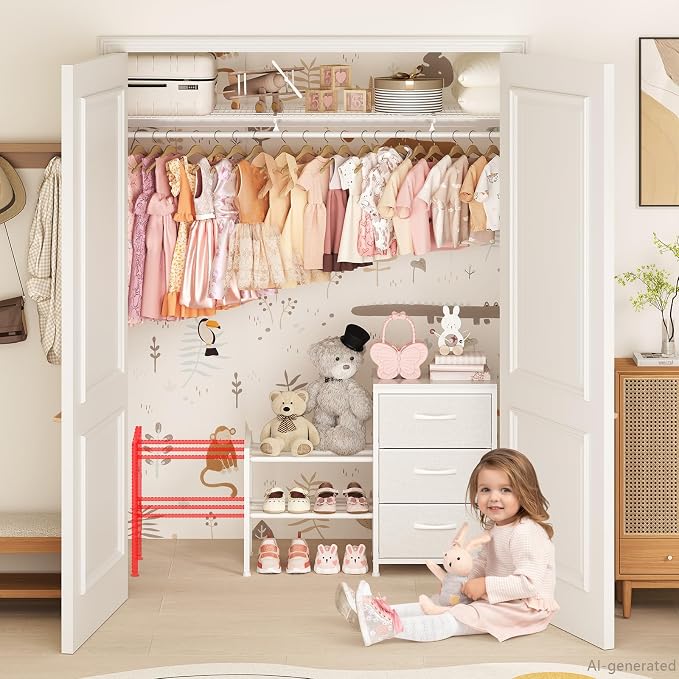 Cidaziya Expandable Closet Organizers and Storage, White Fabric Storage Dresser, 3 Drawer Dresser, Clothes Shelves for Kids, Purse Organizer Small Shoe Rack for Closet Bedroom(31.29~43.42 in) - Image 5