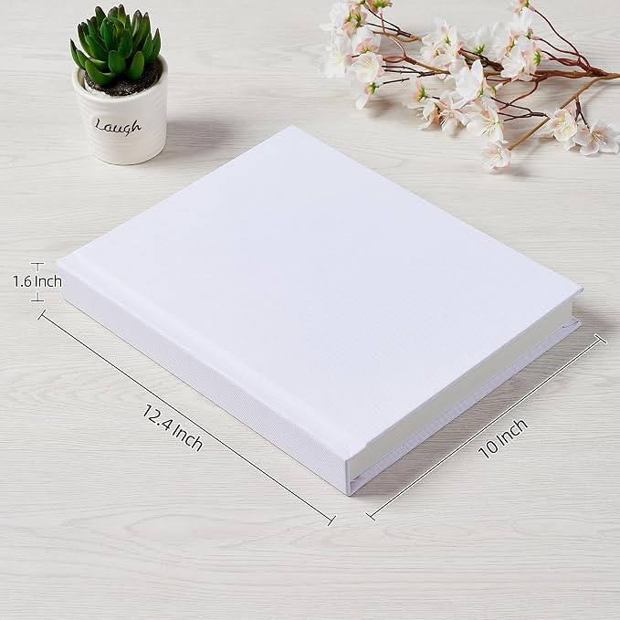 Pssoss 8x10 Photo Album with Writing Space, Linen Cover, 20 Photos, White | High-GSM writable pages with easy slip-in pockets for weddings, baby photos, family memories, travel, and anniversaries. - Image 2