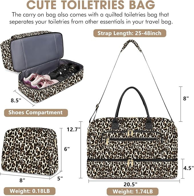 Travel Duffle Bag Weekender for Women - Carry-On Overnight Personal Item Bag with Shoe Compartment & Wet Pocket Large Weekend Tote Bags with Toiletry Hospital Bags for Labor and Delivery - Image 2