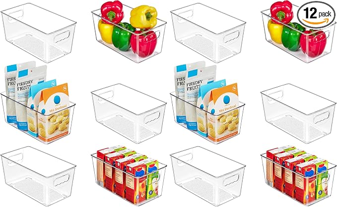 Vtopmart 12 Pack Clear Storage Bins, Pantry Storage Bins with Handle, Small by Vtopmart