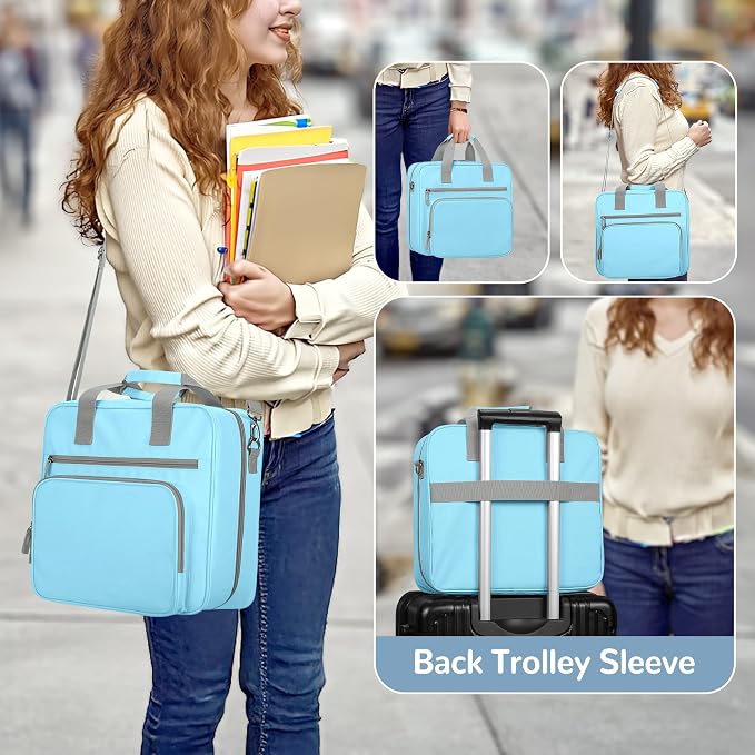 Yarwo 2026 Upgraded Zipper Binder 3 Ring Binder Bag with Pencil Pouch | 500 Sheets Capacity, 5-Tab Expanding File Folder, 14” Laptop Padded Sleeve, Shoulder Strap, for College, Office, Home, Blue - Image 6