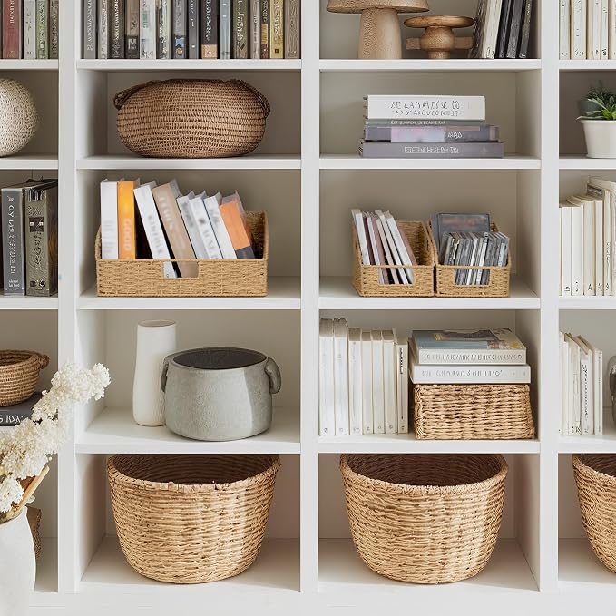 StorageWorks Paper Rope Shelf Baskets,Pantry Storage Baskets,Natural,3-Pack | Pantry Storage Baskets,Wicker Baskets with Handles,Handwoven Wicker Storage Baskets for Shelves,Pantry Organizers and Storage - Image 6