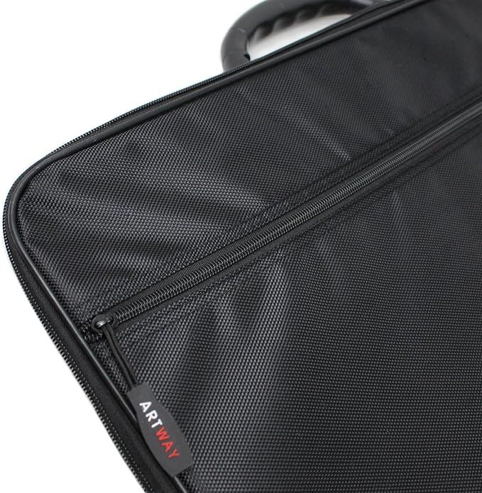Artway A2 Art Portfolio Case - Art Storage Folder with Carry Handle/Shoulder Strap, Internal/External Pockets and Internal Securing Strap (No Rings) - Black - Image 3