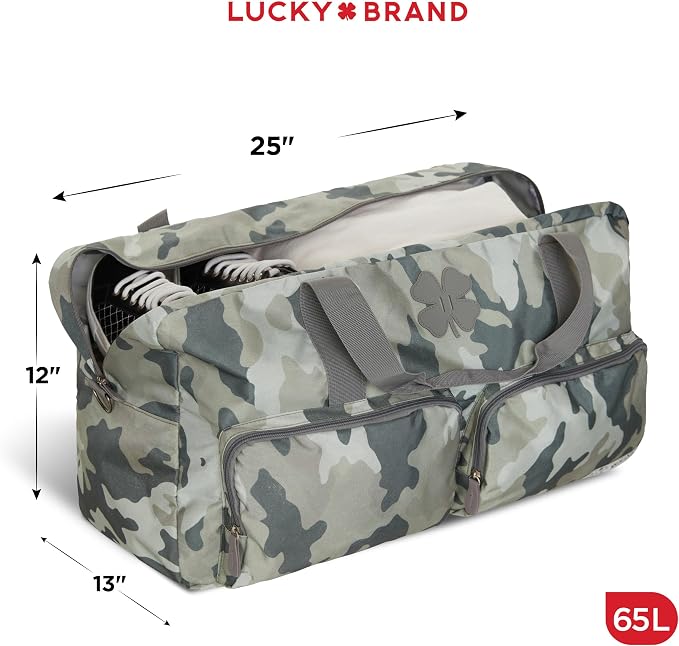 Lucky Brand Large Duffle Bag for Travel, Foldable Weekender Duffel bag | Travel Overnight Duffel bag, Adjustable Shoulder Strap, Front Zip Pockets, Spacious Capacity, Unisex Lightweight Travel Bag - Image 2