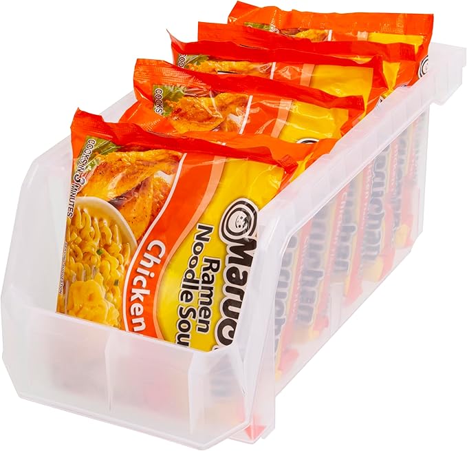 Medium Stackable Plastic Storage Bins, 8-Pack, Clear | Open-Front Stackable Bins For Garage, Pantry, Closet & Office, 11"L X 5,5"W X 5"H, Nests When Empty, Durable Plastic, - Image 5
