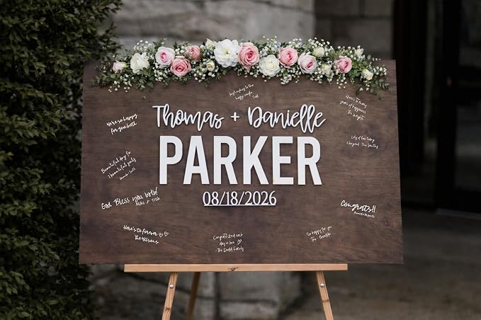 Personalized Last Name Guest Book, Unique Guest Book Sign, Custom Alternative Guest Book, Wooden Guest Book, Wedding Ceremony Guestbook Sign (Design 9) - Image 2