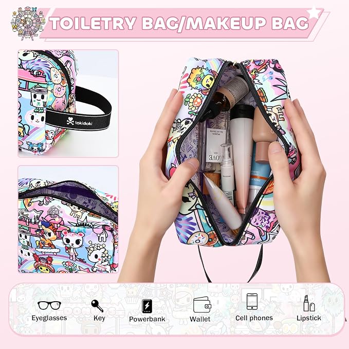tokidoki Travel Duffle Bag, Weekender with Shoe Compartment Toiletry Bag | many compartments: laptop sleeve, wet-dry pocket, trolley sleeve. Includes toiletry bag. Carry-on. - Image 7