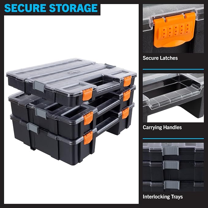 Stalwart Tool Box Organizer - 3-in-1 Portable Small Parts Organizer, Gray - Image 5
