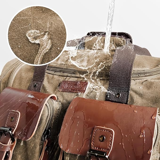 Wildroad Waxed Canvas Duffle Bag - 60L Weekender Overnight Travel Bag | Gifts for Men, Holiday Birthday Gift for Dad, Husband & Partner, Carry-on Size - Image 4