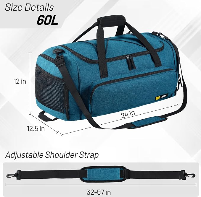 MIER Large Gym Bag for Men 60L Duffel Bag with Shoe Compartment | Lightweight & Durable Sports Duffles; Suited for Workout Fitness Travel Weekender; Water Resistant; Adjustable Shoulder Strap - Image 6
