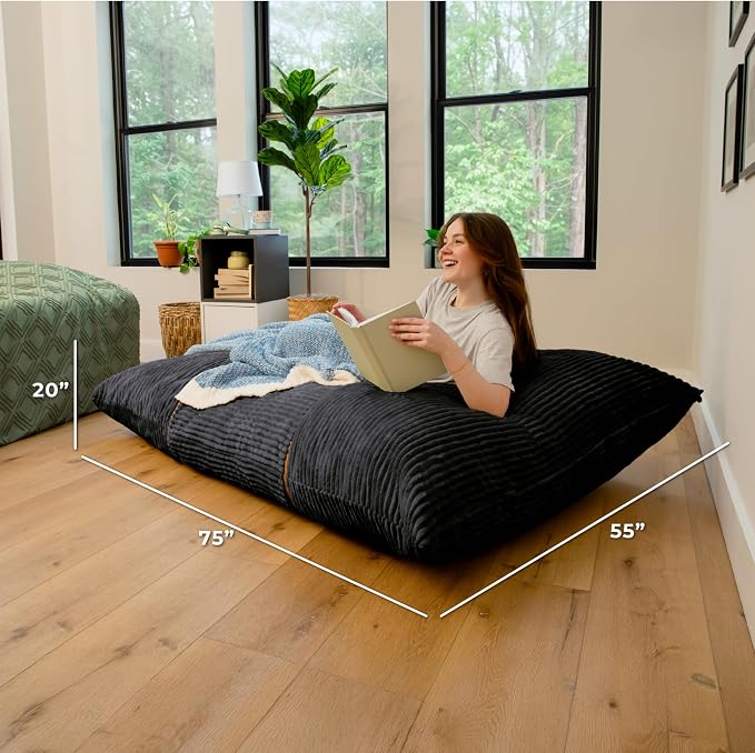 Big Joe Turnabout 3-in-1 Convertible Bean Bag Chair, Black Licorice - Image 2