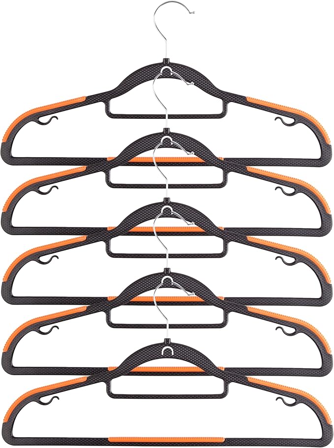 Plastic Hangers 10 Pack, Cascading Slim Space Saving Clothing Hangers with 360° Rotating Hook, Non Slip Clothes Hangers for Sweater Shirt, Heavy Duty Coat Hanger with Inner Hook for Closet, Black - Image 2