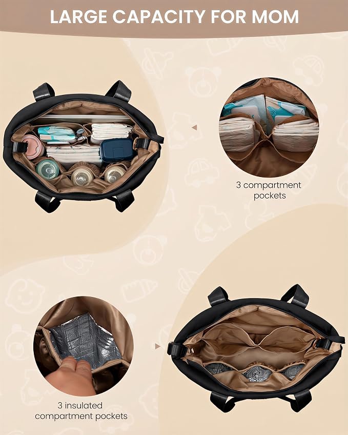 LOVEVOOK Diaper Bag Tote, 15.6 Inch Puffer Diaper Bag, Waterproof Travel Diaper Tote with Changing Pad Pacifier Case - Image 5
