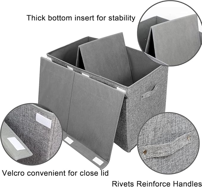 2 Pack Large Toy Box Storage with Lid, Collapsible Sturdy Toy Chest Storage | Toy Chest with Rivets Handles for Kids, Boys, Girls, Nursery, Playroom, Living Room, Bedroom, 25"x 13" x 16" (Linen Gray) - Image 5