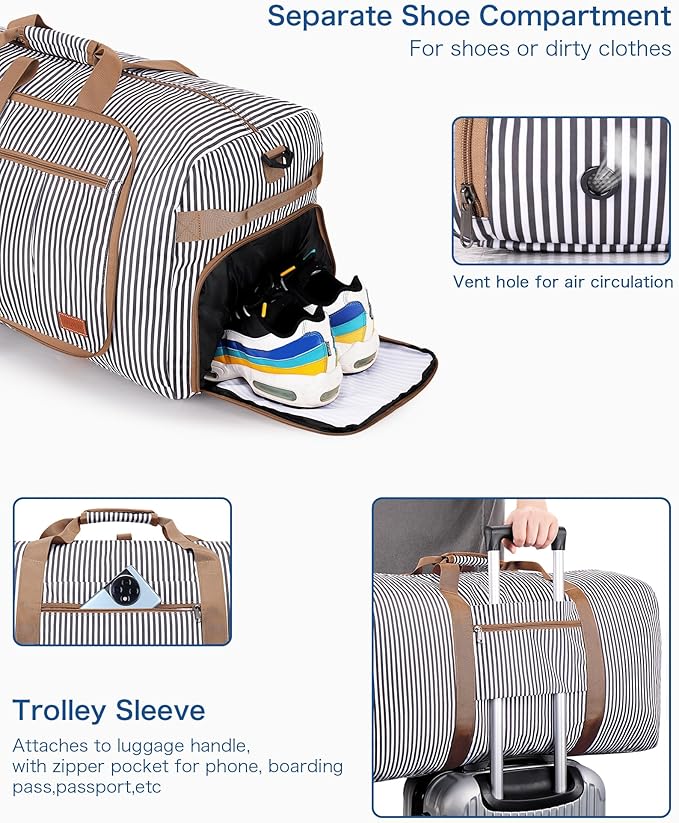 80L EXTRA LARGE Foldable Waterproof Travel Duffle Bag for Men and Women | with Shoe Compartment, 26" Duffel Bagfor Weekender Gym Sport, Tear Resistant - Image 4