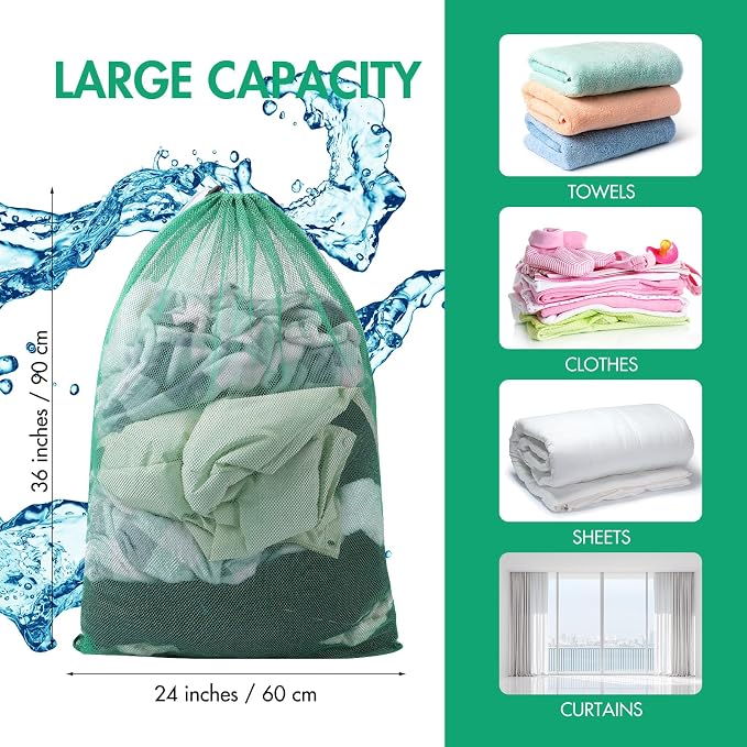 Berlune 30 Pack Large Mesh Laundry Bags | Oversized breathable mesh bags help sort and transport laundry for dorms, rentals, laundromats and facilities. - Image 2