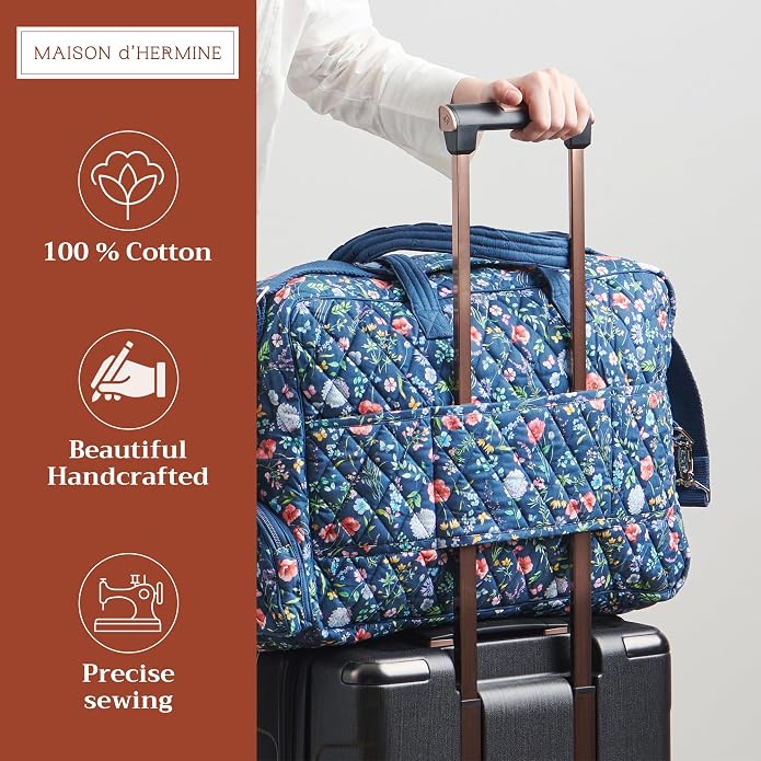 Maison d' Hermine Weekender Bags for Women Cotton Quilted Duffel Overnight Luggage Weekend Bag for Men Gym Gifts Travel | Overnight Luggage Weekend Bag for Men Gym Sports Gifts Duffle bag Business Travellers Trip Spring Summer - Image 4