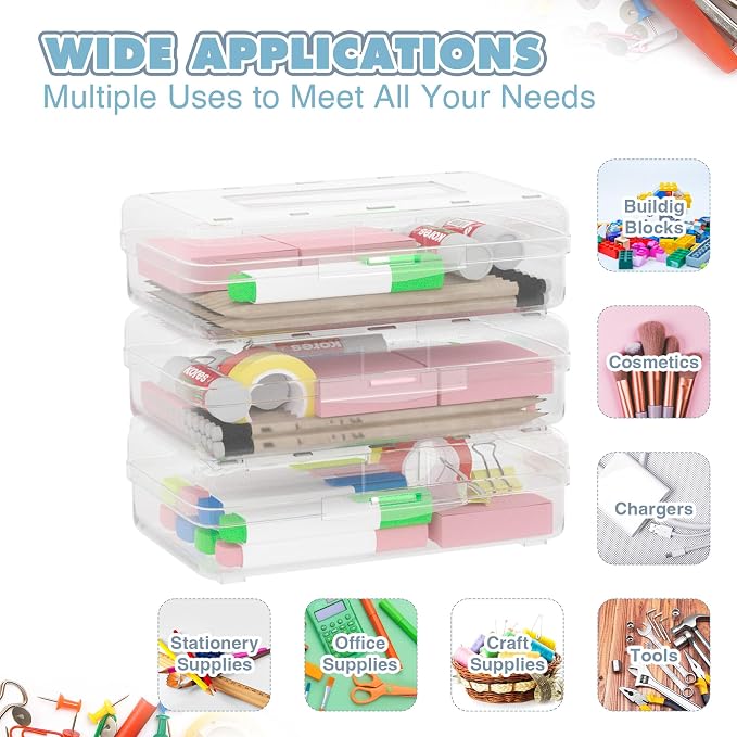 24pcs Pencil Cases Boxes Clear Pencil Case Organizer Plastic Pencil Case Marker Storage Organizer Clear Pencil Box Large Capacity Pencil Case Bulk - Image 7