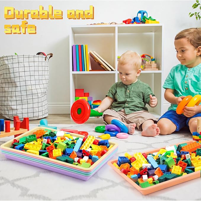24 Pack Large Plastic Art Trays for Classroom, 16x12x1 Inch,Pastel | Plastic Paint Trays for Kids Craft Activity Sensory Play Stackable Organizer for Preschool Art Projects Jewelry Beads Sorting - Image 6