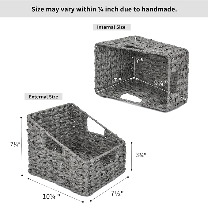 GRANNY SAYS Wicker Basket with Handles, Shelf Baskets for Organizing | Wicker Storage Baskets for Pantry, Open Front Basket for Shelves, Kitchen Storage Baskets, Decorative Basket for Home Decor - Image 5
