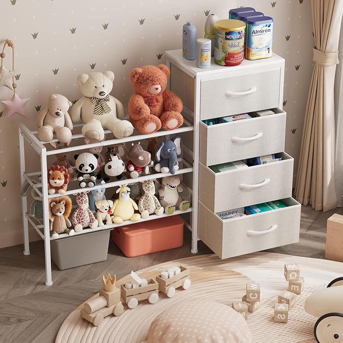 Cidaziya Expandable Closet Organizers and Storage, 4 Drawer Dresser, White Fabric Storage Dresser, Clothes Shelves for Kids, Purse Organizer Small Shoe Rack for Closet Bedroom - Image 10