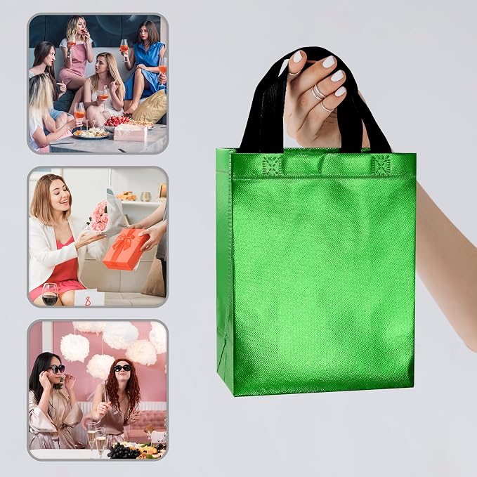 BLEWINDZ 100 Medium Reusable Gift Bags with Handles - Ideal Party Favors & Shopping Bags (10 Colors) - Image 2