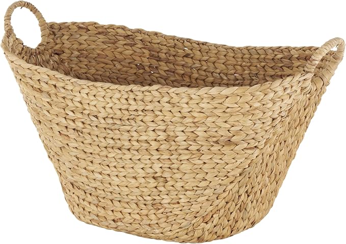 Deco 79 Seagrass Handmade Decorative and Functional Storage Basket Woven Basket Organizer with Ring Handles, Basket for Storage 31" x 19" x 19", Brown - Image 3